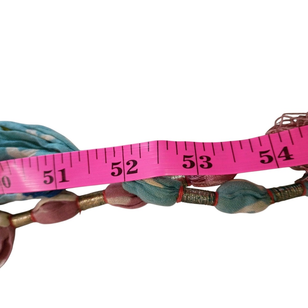 Vintage 3 Boho Bandhani Tie Dye Tassel Scarves Pink Teal Grey Lightweight Fringe - Picture 6 of 6